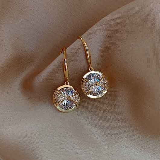 Golden Round Design Geometric Alloy Earrings