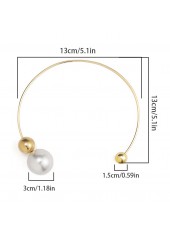 Pearl Design Metal Gold Asymmetrical Necklace