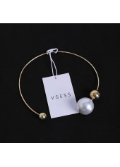Pearl Design Metal Gold Asymmetrical Necklace