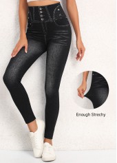 Black Elastic Waist High Waisted Ankle Length Leggings