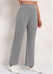 Elastic Waist Grey High Waisted Pants