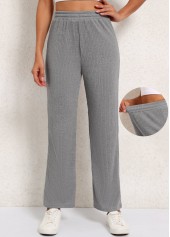Elastic Waist Grey High Waisted Pants
