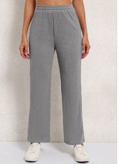 Elastic Waist Grey High Waisted Pants