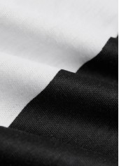 Geometric Print Button Black Long Sleeve T Shirt