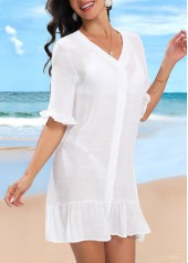 Button Up Lightweight White Cover Up