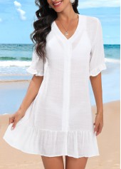 Button Up Lightweight White Cover Up
