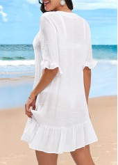 Button Up Lightweight White Cover Up