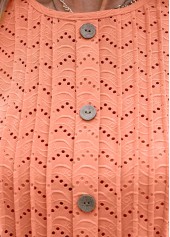 Tuck Stitch Orange Short Sleeve Round Neck T Shirt