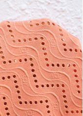 Tuck Stitch Orange Short Sleeve Round Neck T Shirt