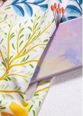 Floral Print Pocket Yellow A Line Short Sleeve Dress