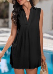 Sleeveless Split Detail Black Cover Up