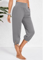 Pocket Dark Grey Jogger Elastic Waist High Waisted Pants