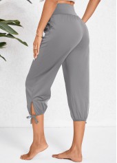 Pocket Dark Grey Jogger Elastic Waist High Waisted Pants