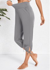 Pocket Dark Grey Jogger Elastic Waist High Waisted Pants