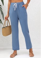 Double Side Pockets Denim Blue Pants