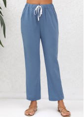 Double Side Pockets Denim Blue Pants
