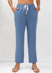 Double Side Pockets Denim Blue Pants