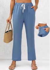 Double Side Pockets Denim Blue Pants
