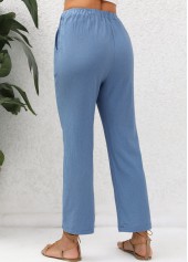 Double Side Pockets Denim Blue Pants