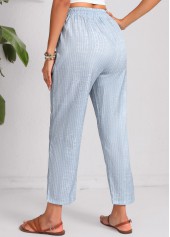 Geometric Print Double Side Pockets Dusty Blue Pants