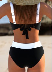 Patchwork Black Square Neck Bikini Set