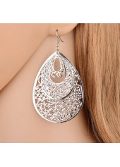 Teardrop Geometric Silvery White Metal Earrings