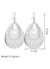 Teardrop Geometric Silvery White Metal Earrings