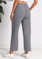 Pocket Dark Grey Elastic Waist High Waisted Pants