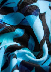 Leaf Print Tie Cyan One Piece Swimdress