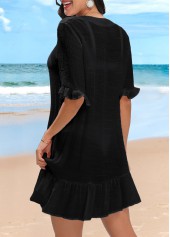 Button Up Lightweight Black Cover Up