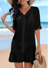 Button Up Lightweight Black Cover Up