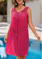 Patchwork Black V Neck Cover Up