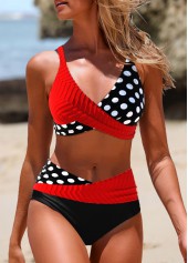 Polka Dot Criss Cross Red Bikini Set