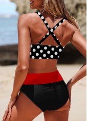 Polka Dot Criss Cross Red Bikini Set