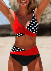 Polka Dot Criss Cross Red Bikini Set
