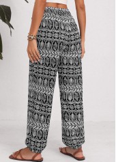 Tribal Print Drawstring Black Jogger Elastic Waist Pants