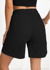 Drawstring Black Elastic Waist High Waisted Shorts