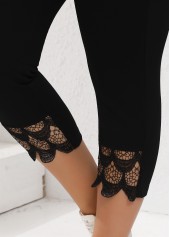 Black Plus Size Patchwork Skinny Elastic Waist Pants