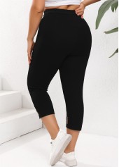Black Plus Size Patchwork Skinny Elastic Waist Pants