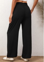 Bowknot Elastic Waist High Waisted Black Pants