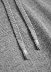 Plus Size Grey Embroidery Long Sleeve Hoodie