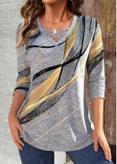 Plus Size Light Grey Marl Criss Cross T Shirt