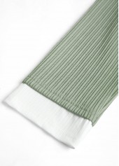 Fake 2in1 Light Green Long Sleeve T Shirt