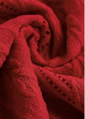 Lace Wine Red Long Sleeve Turn Down Collar Blouse