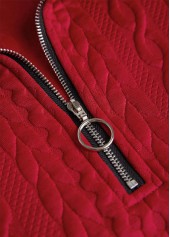 Plus Size Red Patchwork Plaid Long Sleeve Sweatshirt