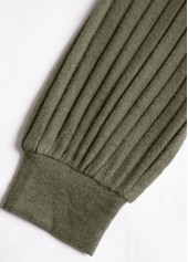 Asymmetry Olive Green Long Sleeve V Neck T Shirt