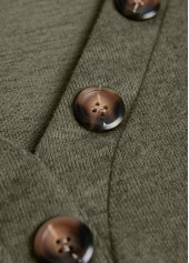 Asymmetry Olive Green Long Sleeve V Neck T Shirt