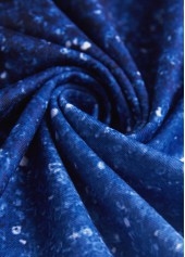 Ombre Patchwork Blue Long Sleeve Round Neck T Shirt