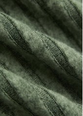 Button Olive Green Long Sleeve Round Neck T Shirt