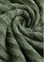 Button Olive Green Long Sleeve Round Neck T Shirt